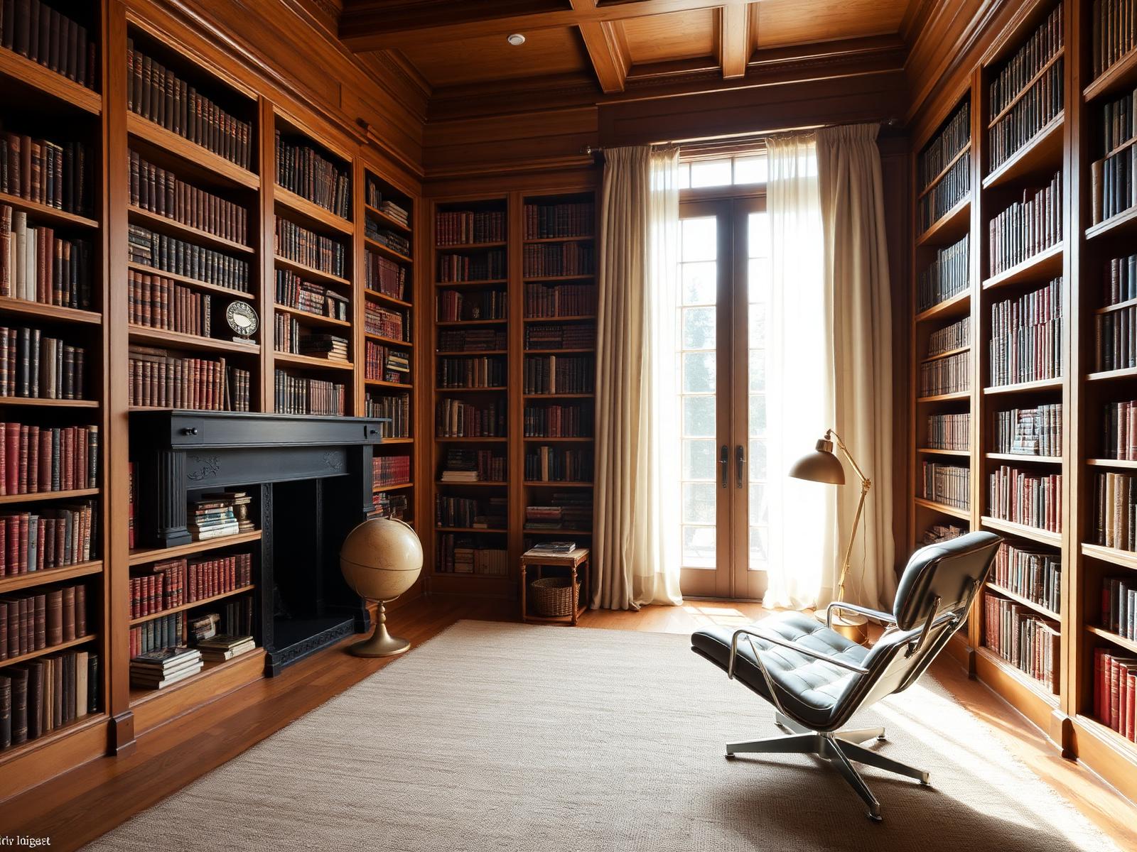 Quiet luxury library interior